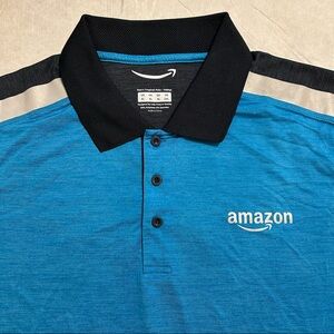 Amazon Blue Reflective Tropical Polo Delivery Employee Uniform Mens XL TMPSS